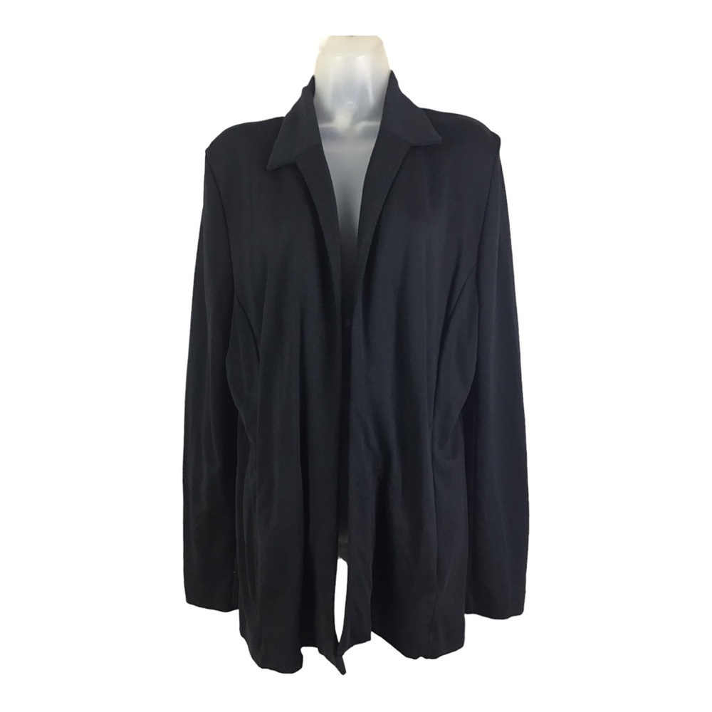 Badgley Mischka American Glamour Black Modal Open Front Jacket Size Large